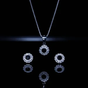 Conjunto Circulo Cravejado prata 925 (importado da Itália)